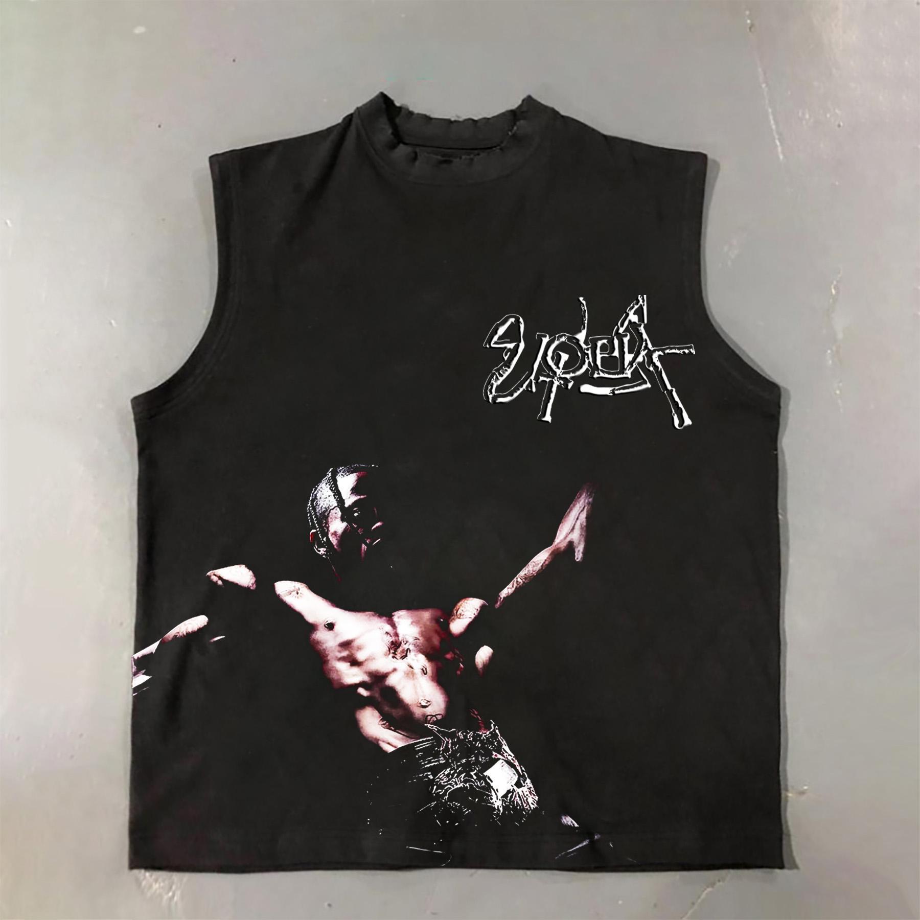 Travis Scott Portrait Graphic Print Cotton Tank Top Product Image