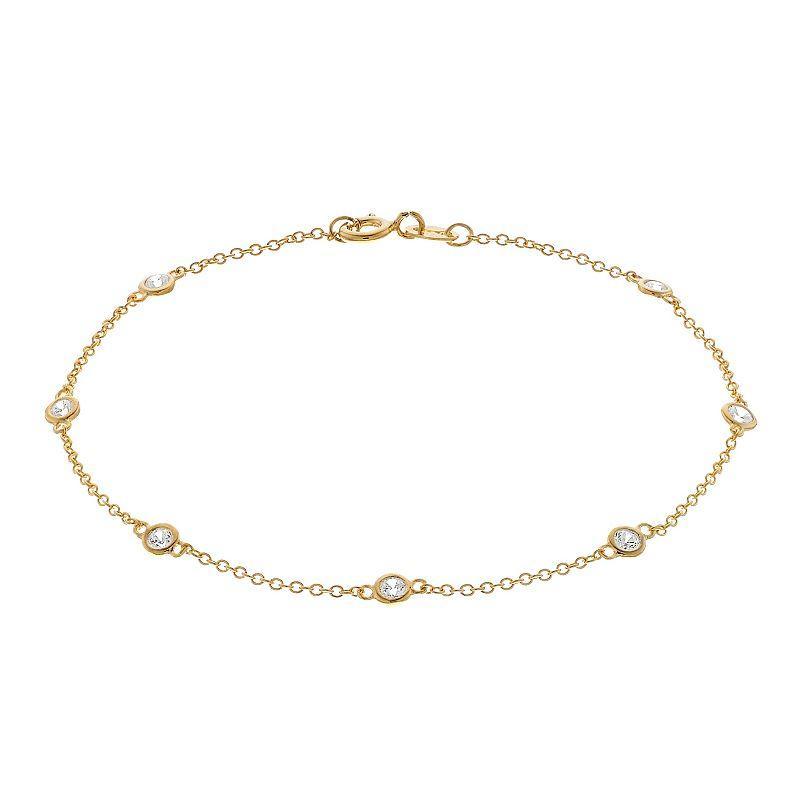 Rosabella 18k Gold Over Silver Cubic Zirconia Station Bracelet, Womens Gold Tone Product Image