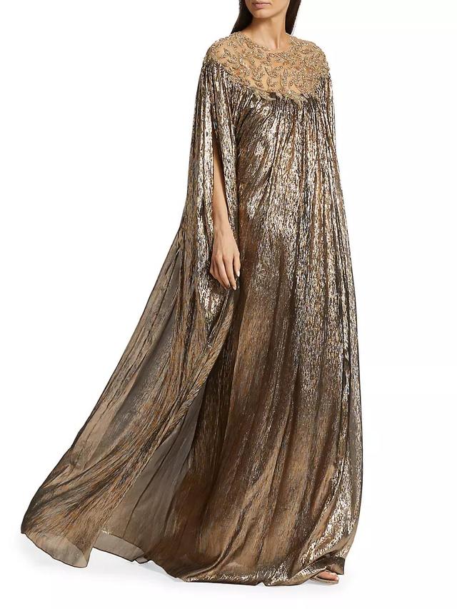 Crystal Leaves Lamé Mousseilne Caftan Gown Product Image