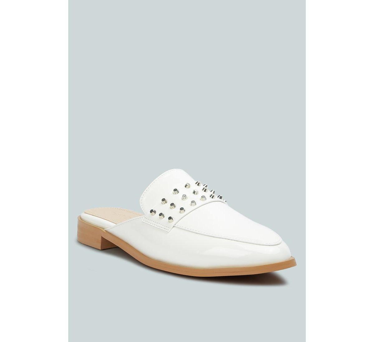 Womens Rag & Co YASHTA Patent Studded Womens Flat Mules Product Image