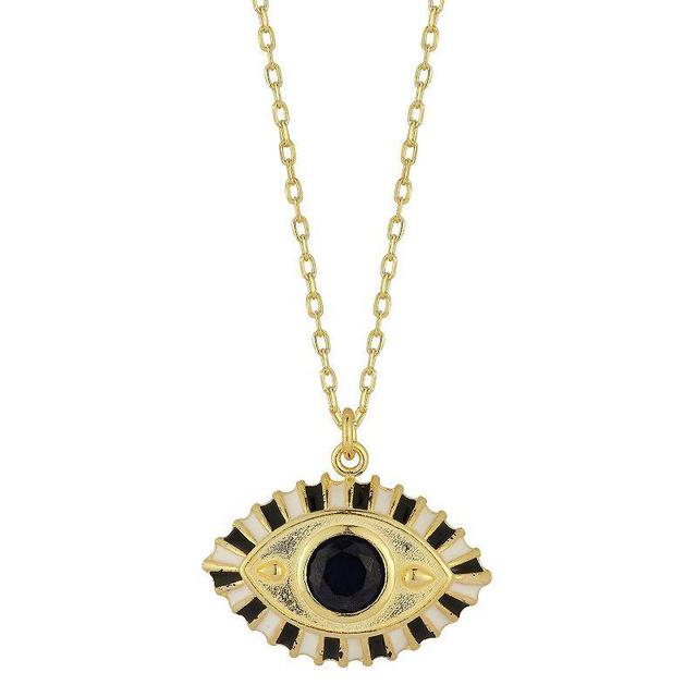 Sunkissed Sterling 14k Gold Over Silver Black & White Enamel Cubic Zirconia Eye Pendant Necklace, Womens, Gold Tone Product Image