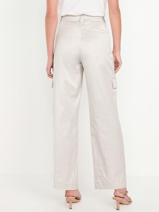 Extra-High Waisted Satin Cargo Barrel Wide-Leg Pants Product Image