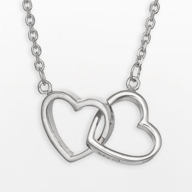 Tiara Sterling Interlocking Double Heart Chain Necklace Product Image