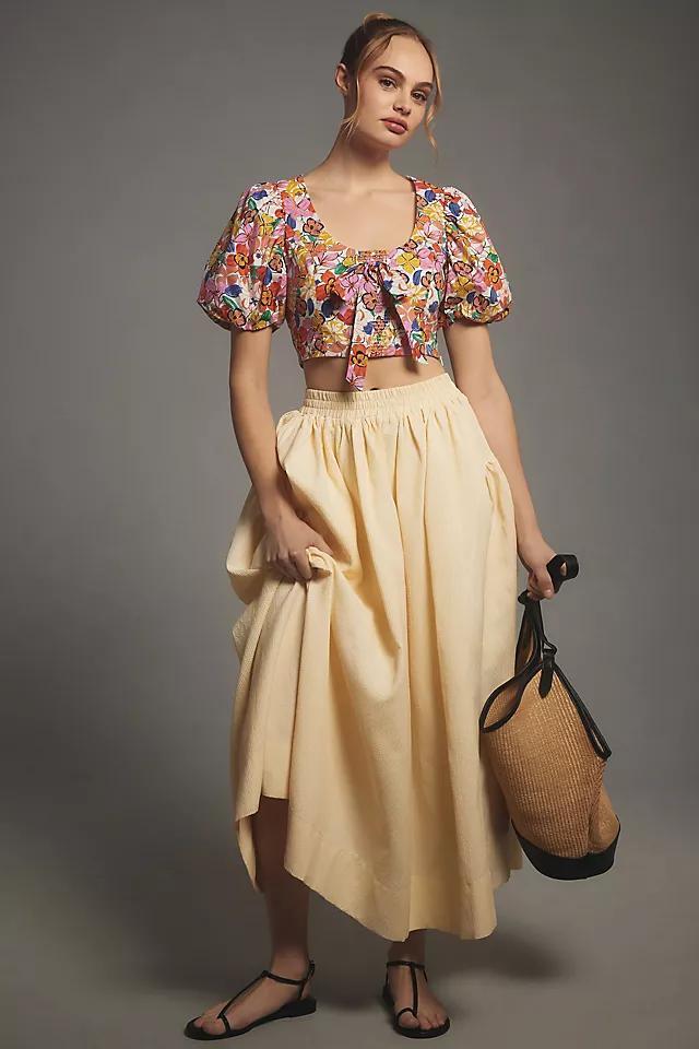 Endless Rose Puff-Sleeve Floral Crop Top Product Image