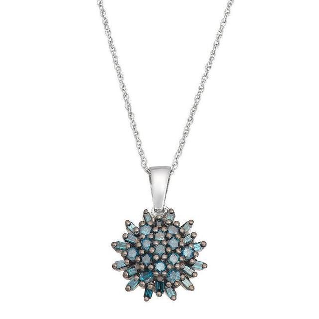 Jewelexcess 3/4 Carat T.W. Blue Diamond Sterling Silver Pendant Necklace, Womens Product Image