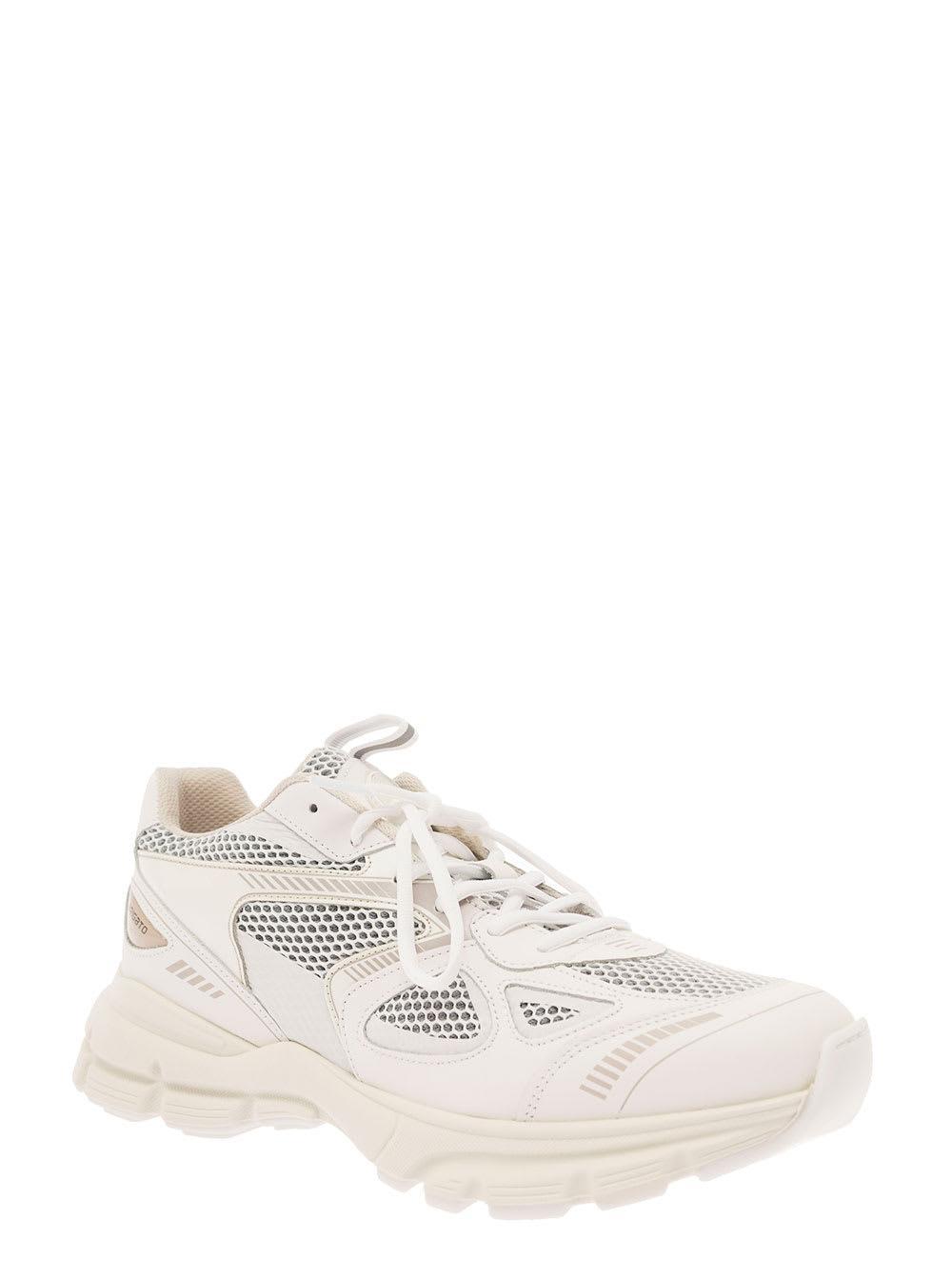 AXEL ARIGATO Marathon Runner White Low Top Sneakers With Reflective Details In Leather Blend Man In Neutrals Product Image