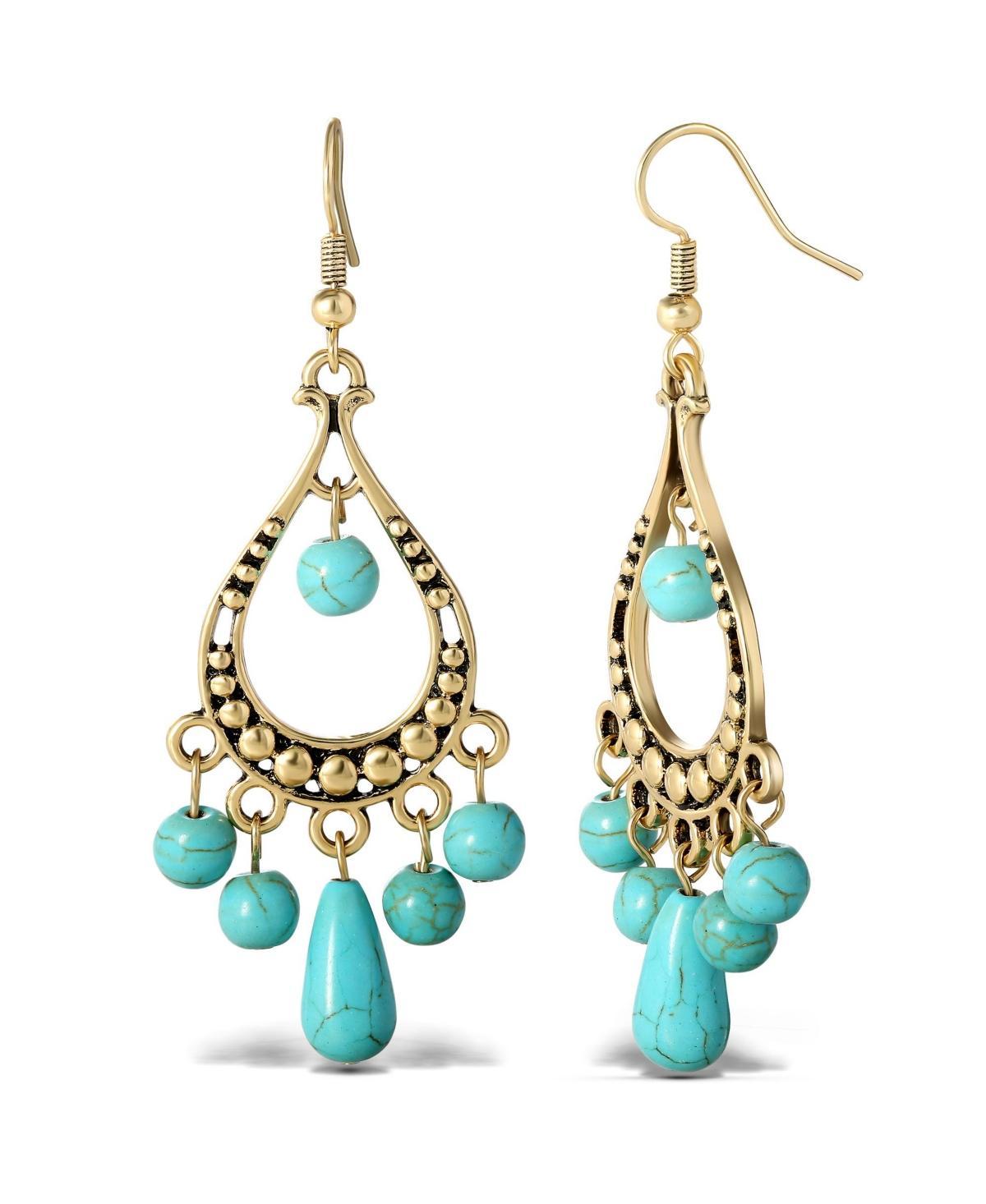 Jessica Simpson Womens Turquoise Bead Chandelier Earrings product image