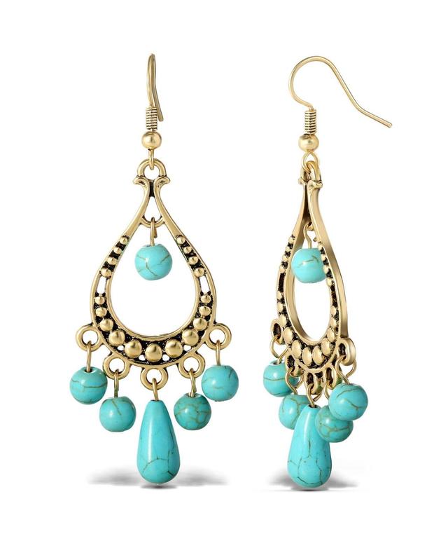 Jessica Simpson Womens Turquoise Bead Chandelier Earrings Product Image