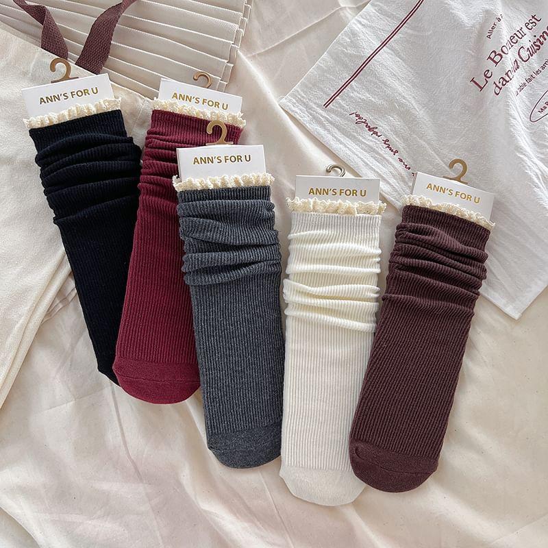 Plain Lace Trim Socks / Set Product Image