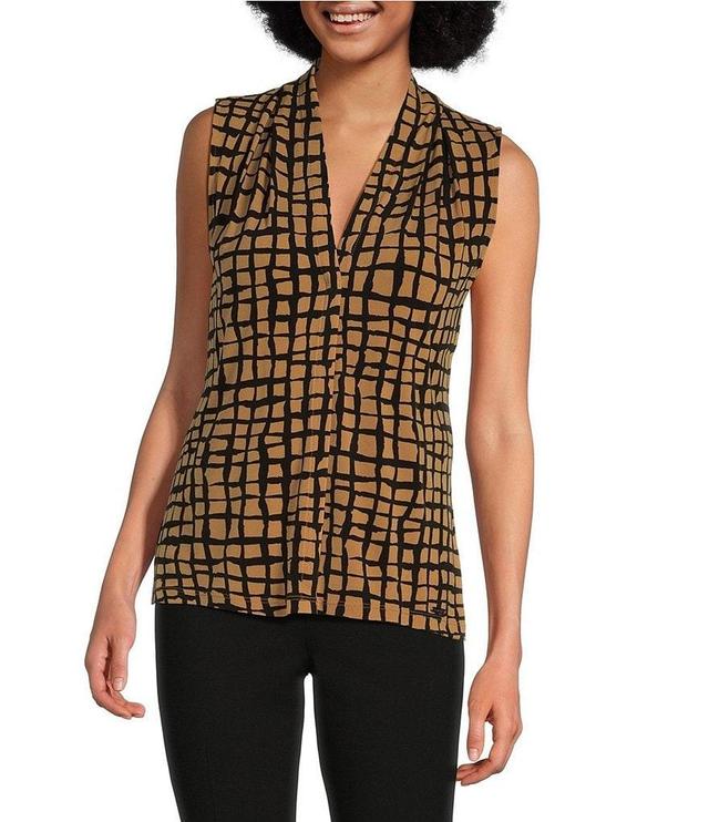 Calvin Klein Plaid Knit V-Neck Sleeveless Cami Top Product Image