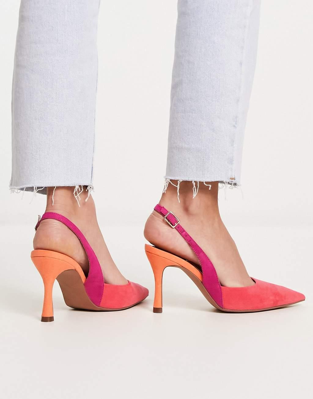 ASOS DESIGN Samber slingback stiletto heels in multi Product Image