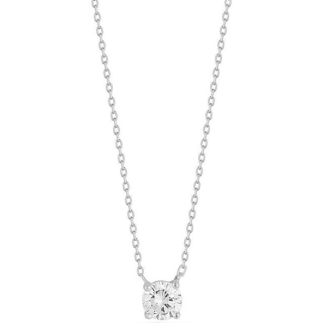 Sunkissed Sterling Cubic Zirconia Solitaire Necklace, Womens Silver Tone Product Image