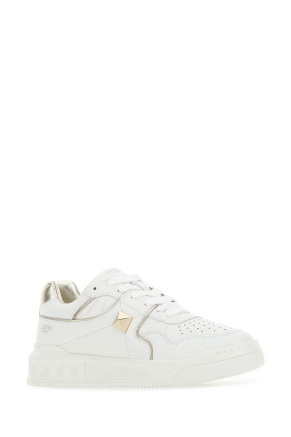 One Stud Low-top Calfskin Sneaker Woman White 40.5 In White/platinum Product Image