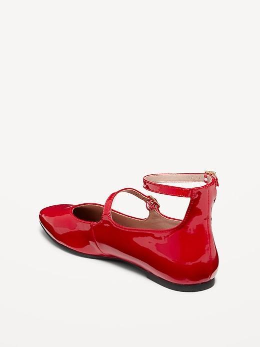 Double-Strap Faux Leather Mary Jane Flats Product Image