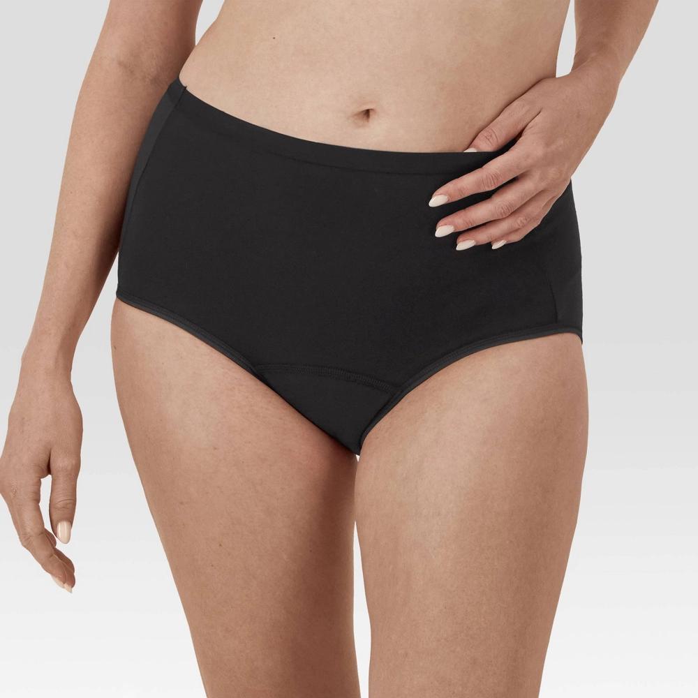 Hanes Women's 3pk Super Period Briefs - Black 3XL Product Image