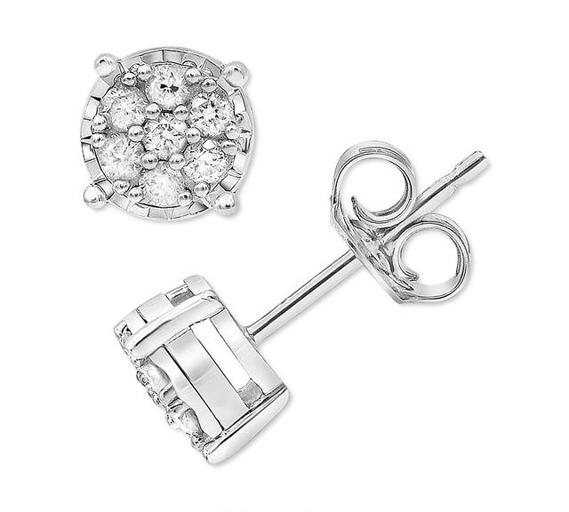 Diamond Mini Cluster Stud Earrings (1/10 ct. t.w.) in 10k White Gold Product Image