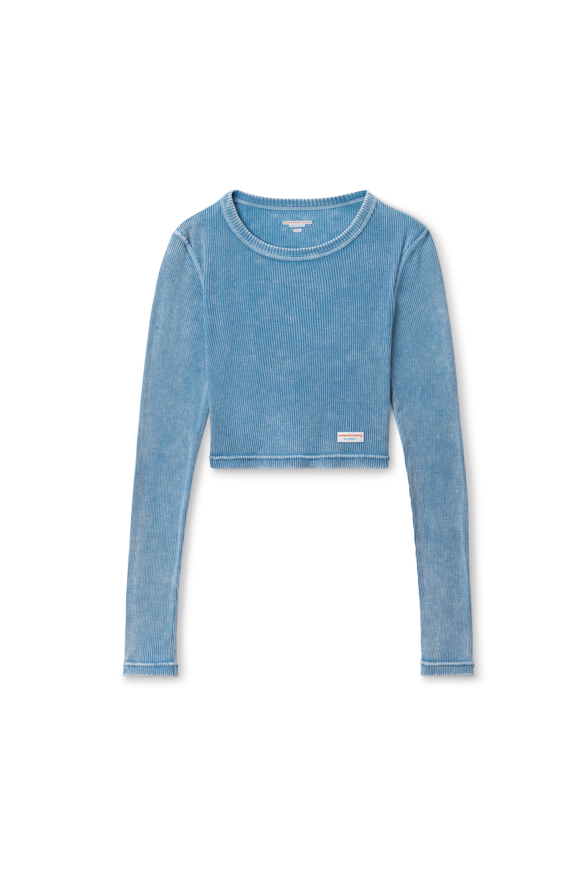 Cropped Long-sleeve Tee In Ribbed Cotton Product Image