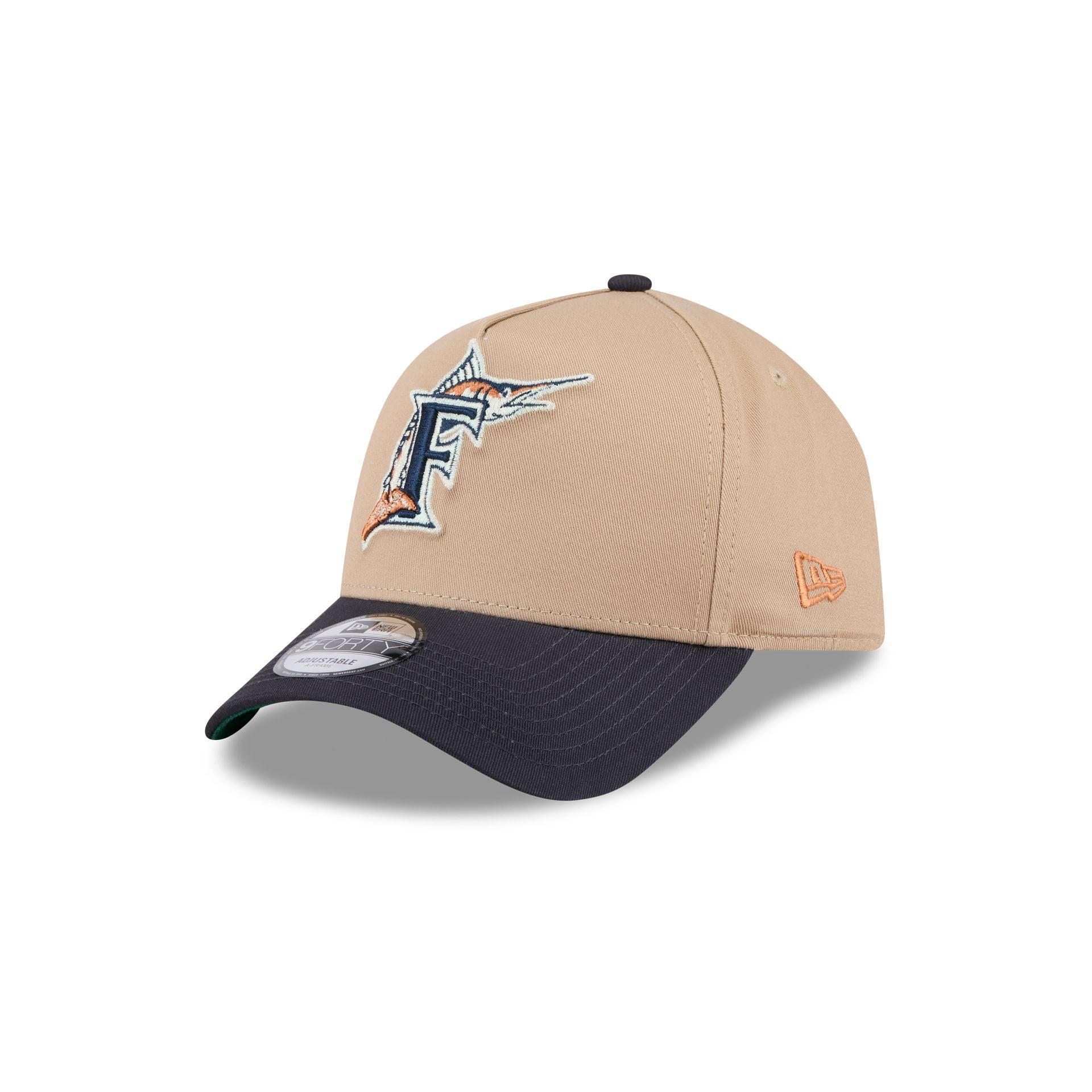 Miami Marlins Beige Khaki 9FORTY A-Frame Snapback Hat Male Product Image