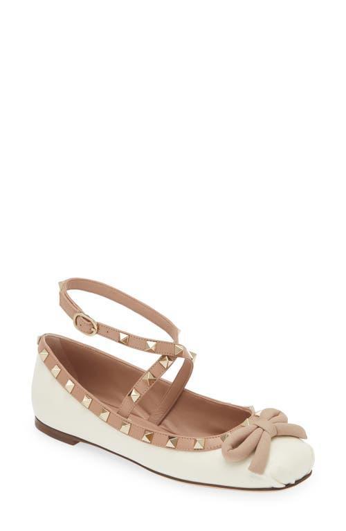 Valentino Garavani Rockstud Ankle Strap Ballet Flat Product Image