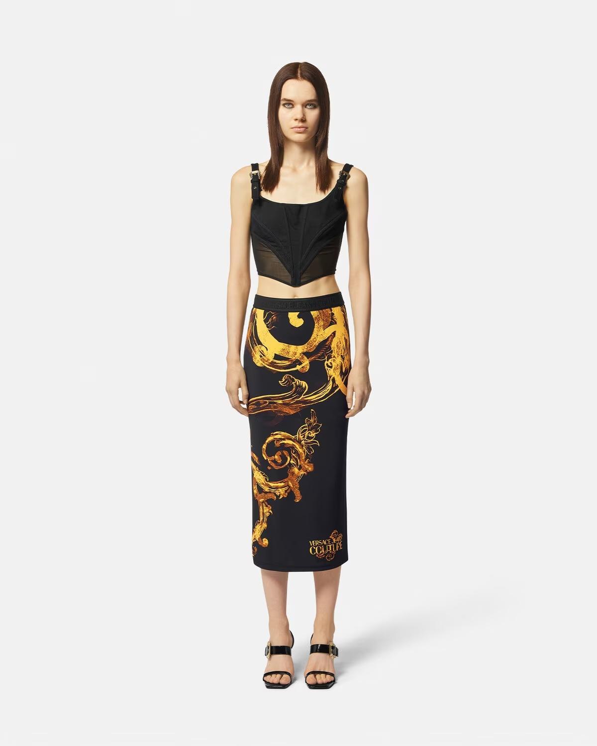 VERSACE Plain Knitted Skirt In Black Product Image