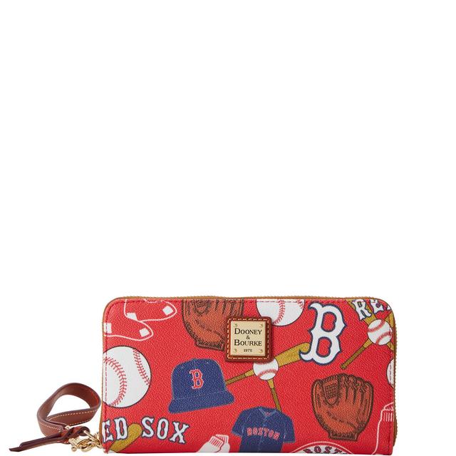 Dooney & Bourke Womens MLB Red Sox Large Zip Around Coated Cotton Wristlet Product Image