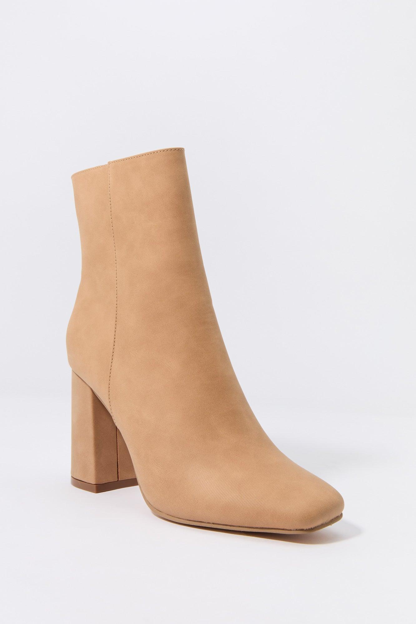 Faux Suede Square Toe Heeled Boot Female product image