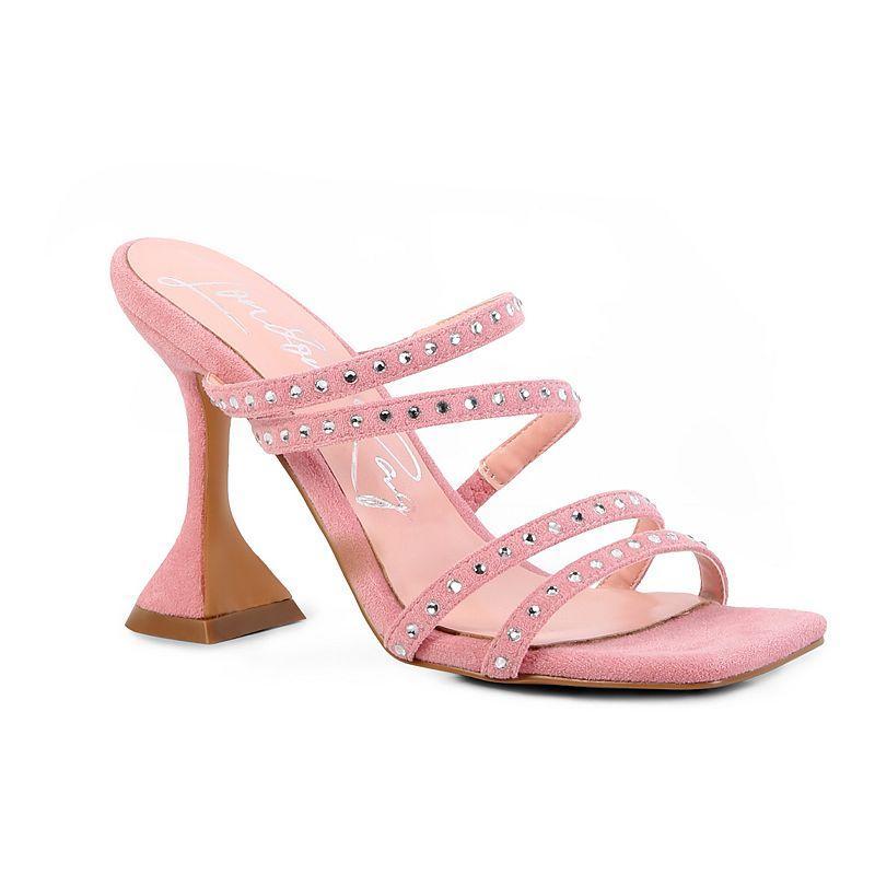 London Rag Face Me Womens Studded Multi-Strap Dress Sandals Pink Product Image