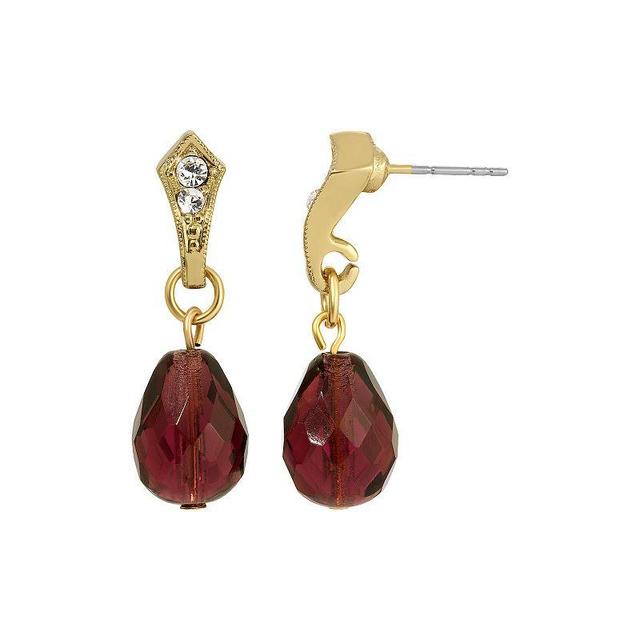 1928 Gold Tone Dark Purple Drop Earrings, Womens Product Image