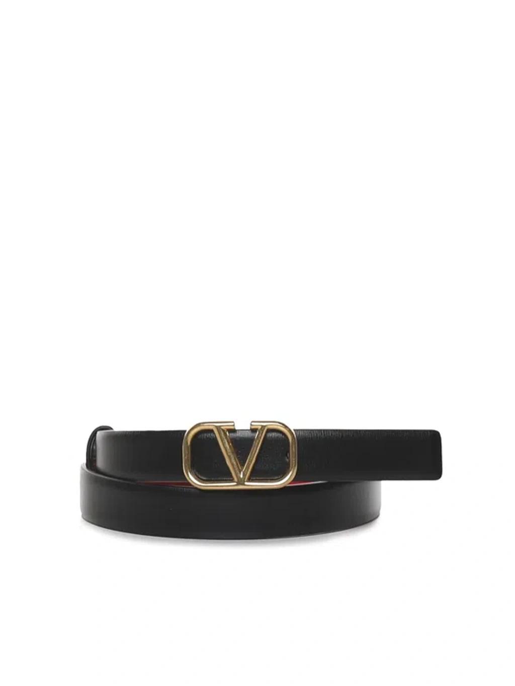 Vlogo Reversible Calfskin Belt In Black, Red Product Image