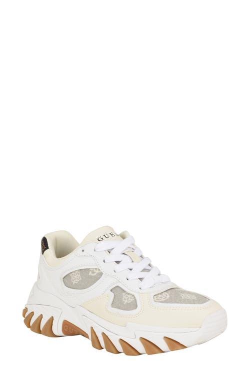 Guess Womens Norina Lace-Up Cat Claw Chunky Fashion Sneakers - White Product Image