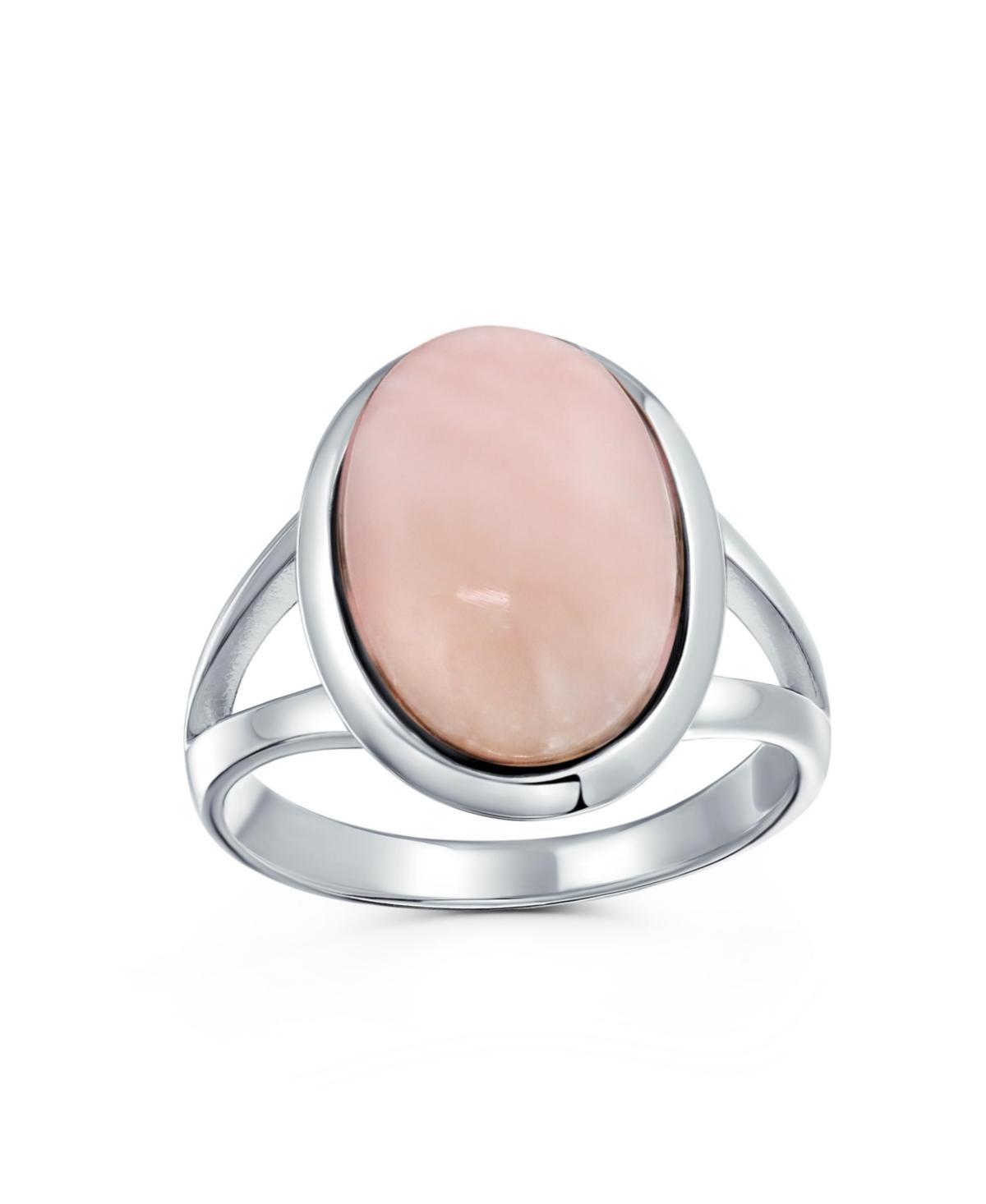 Bling Jewelry Simple Large Oval Cabochon Bezel Gemstone Split Shank Statement Ring Women .925 Sterling Silver Product Image