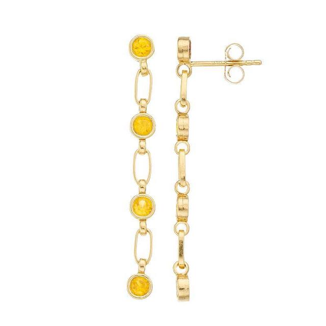 Kristen Kesho Sterling Silver Lab-Created Yellow Sapphire Link Drop Earrings, Womens Product Image