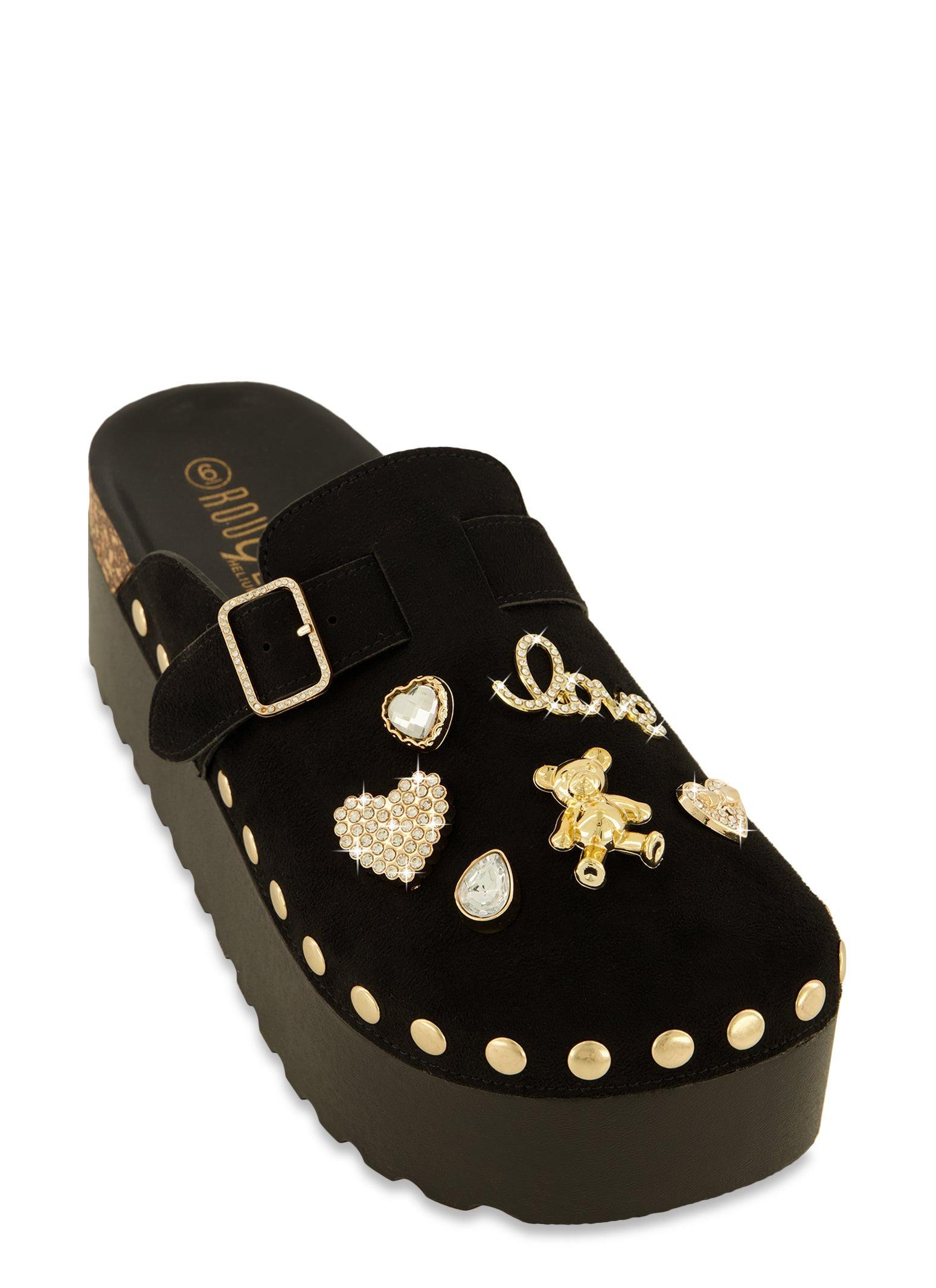 Womens Love Charm Buckle Platform Clogs product image