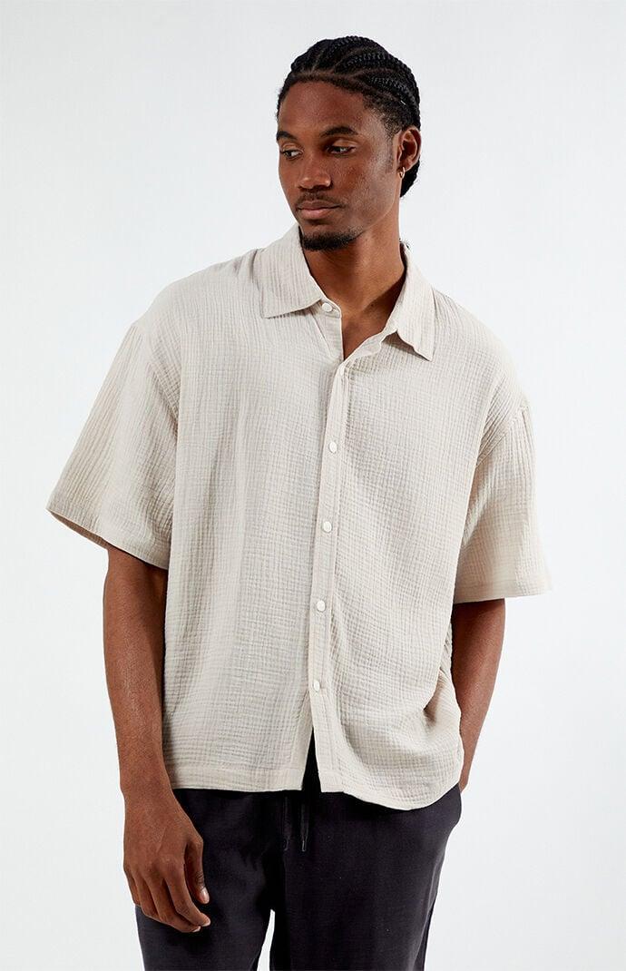 Men's Cropped Boxy Gauze Camp Shirt - Product Image