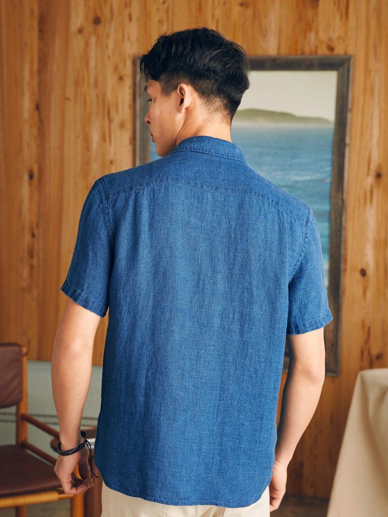 Short-Sleeve Palma Linen Shirt - Indigo Basketweave Product Image