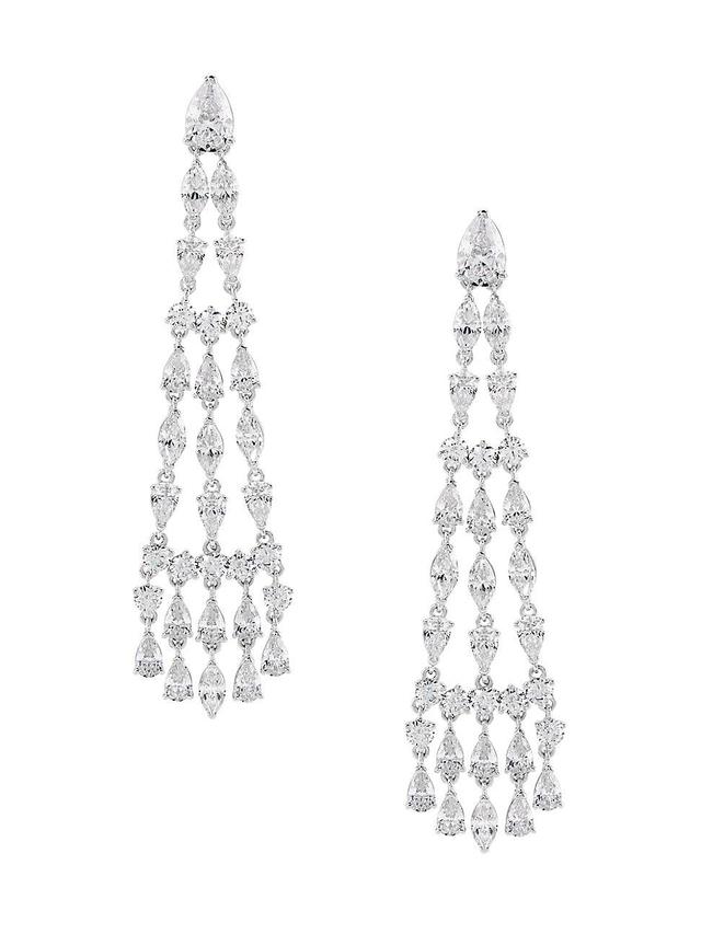 Womens Feliz Sterling Silver & Cubic Zirconia Linear Chandelier Earrings Product Image