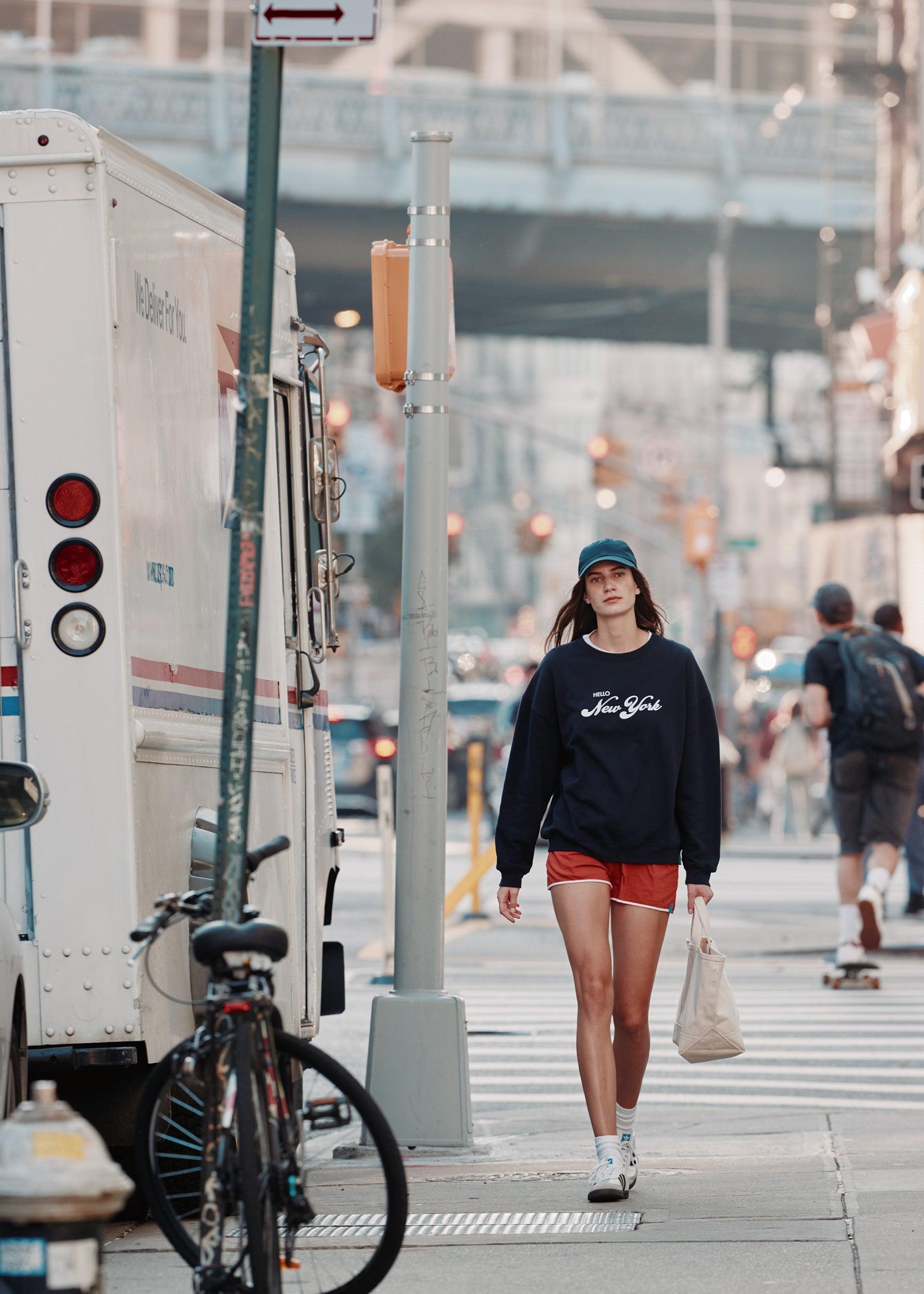 The Oversized Hello New York Sweatshirt - Navy Female Product Image