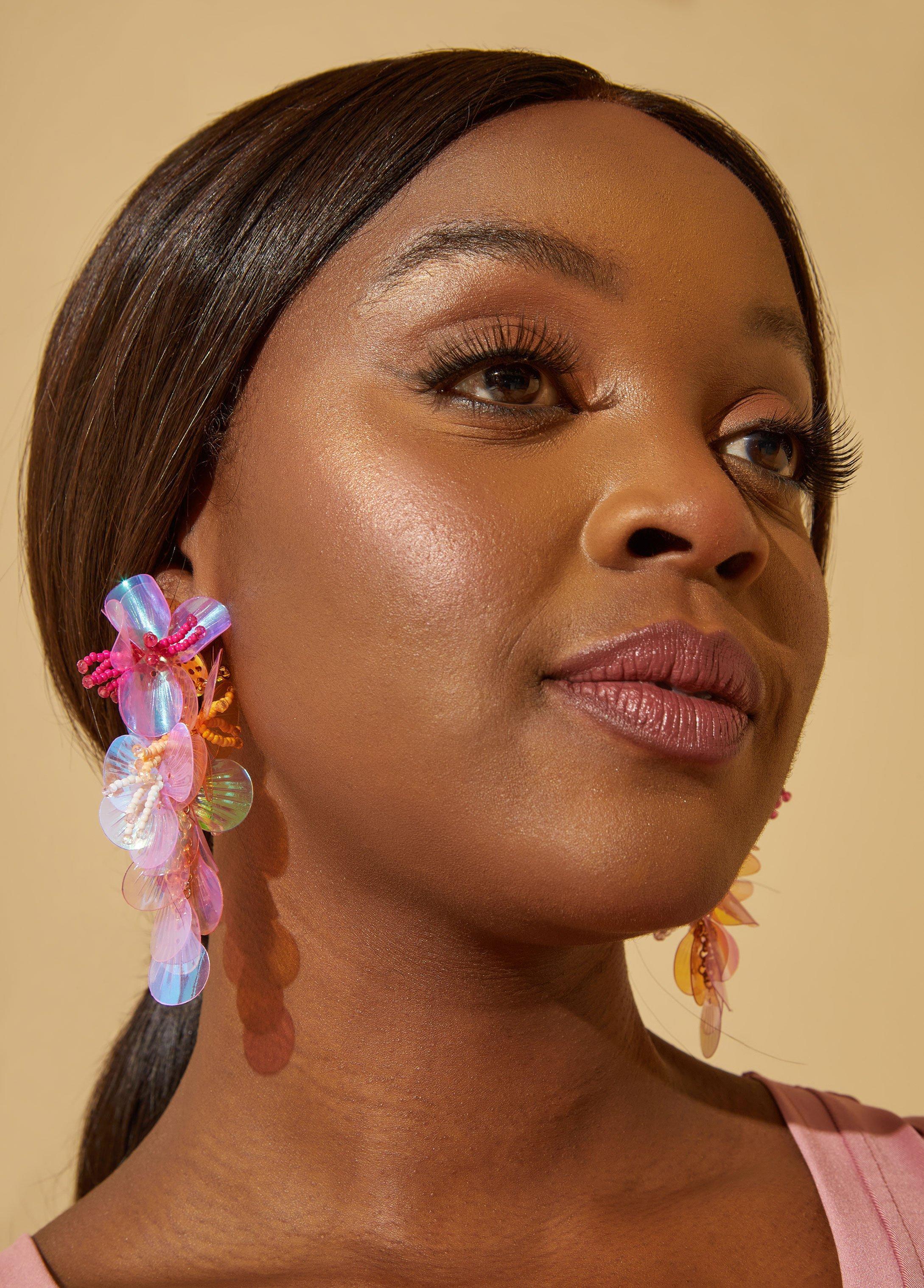 Plus Size Bead And Sequin Drop Earrings Ashley Stewart Product Image