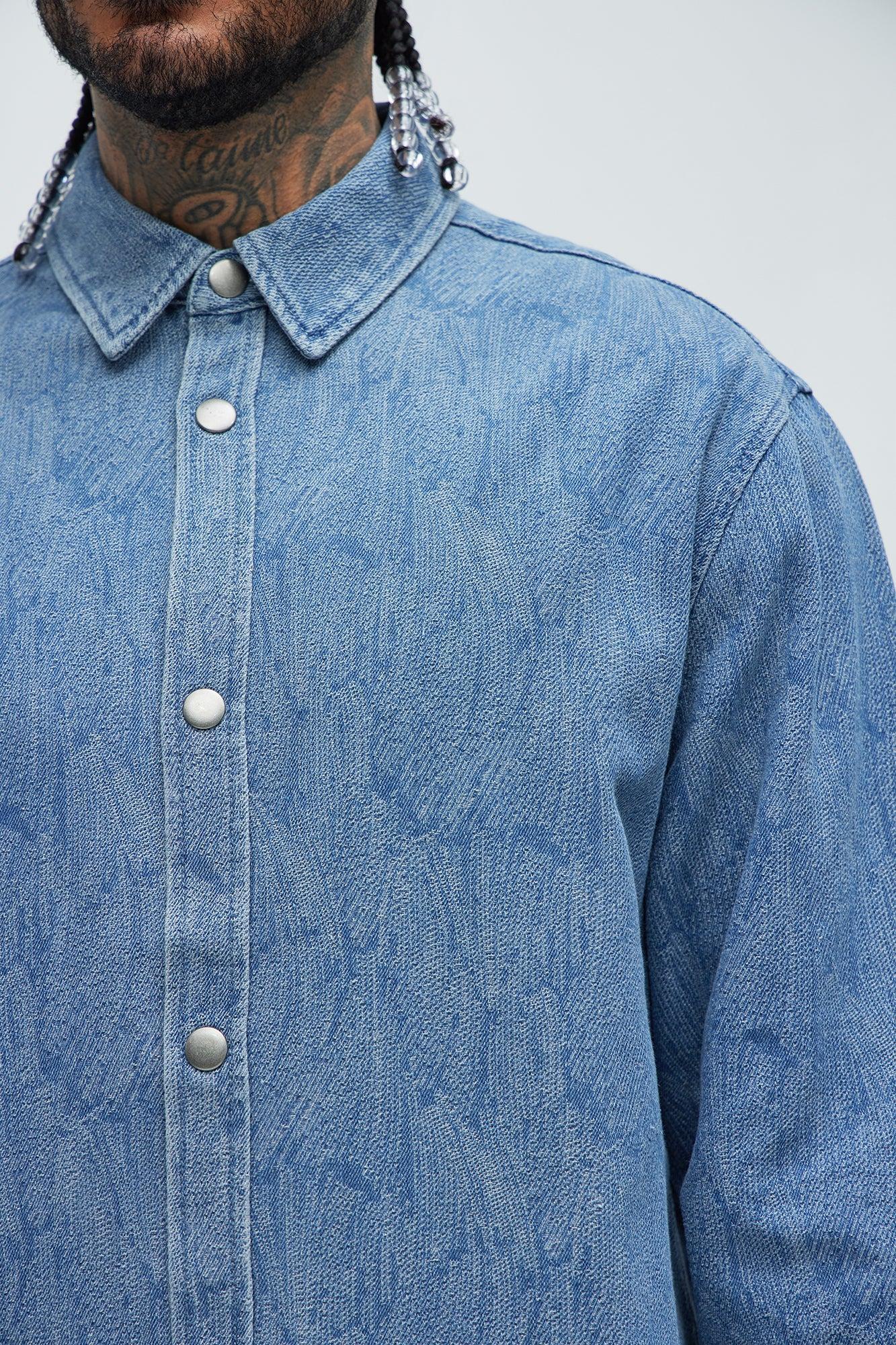 Water Brush Denim Shirt - Light Blue Product Image