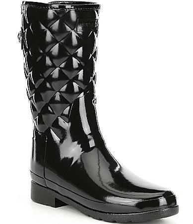 Hunter Refined Gloss Quilted Waterproof Boots Product Image