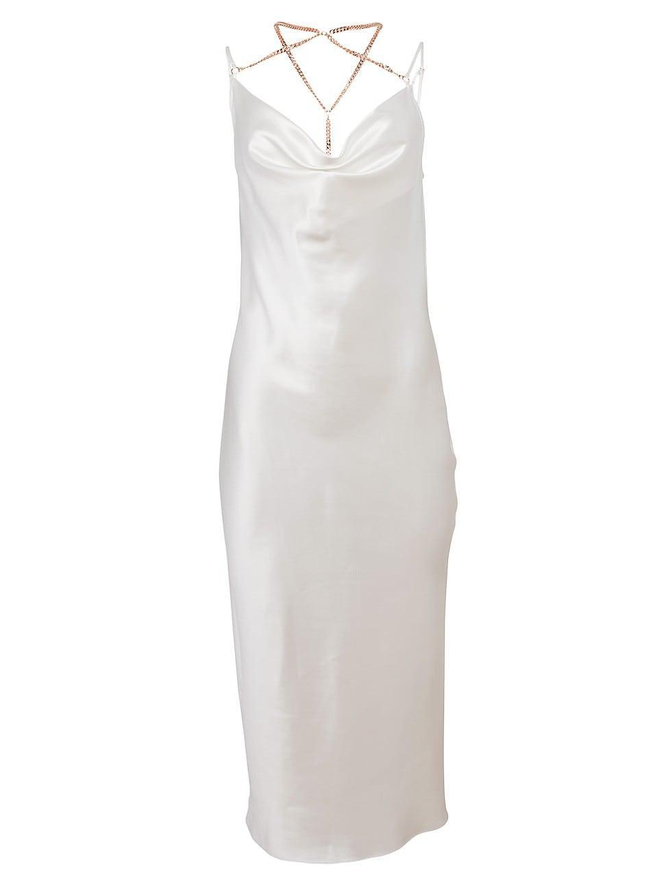 Womens Chain Silk Satin Midi-Dress Product Image