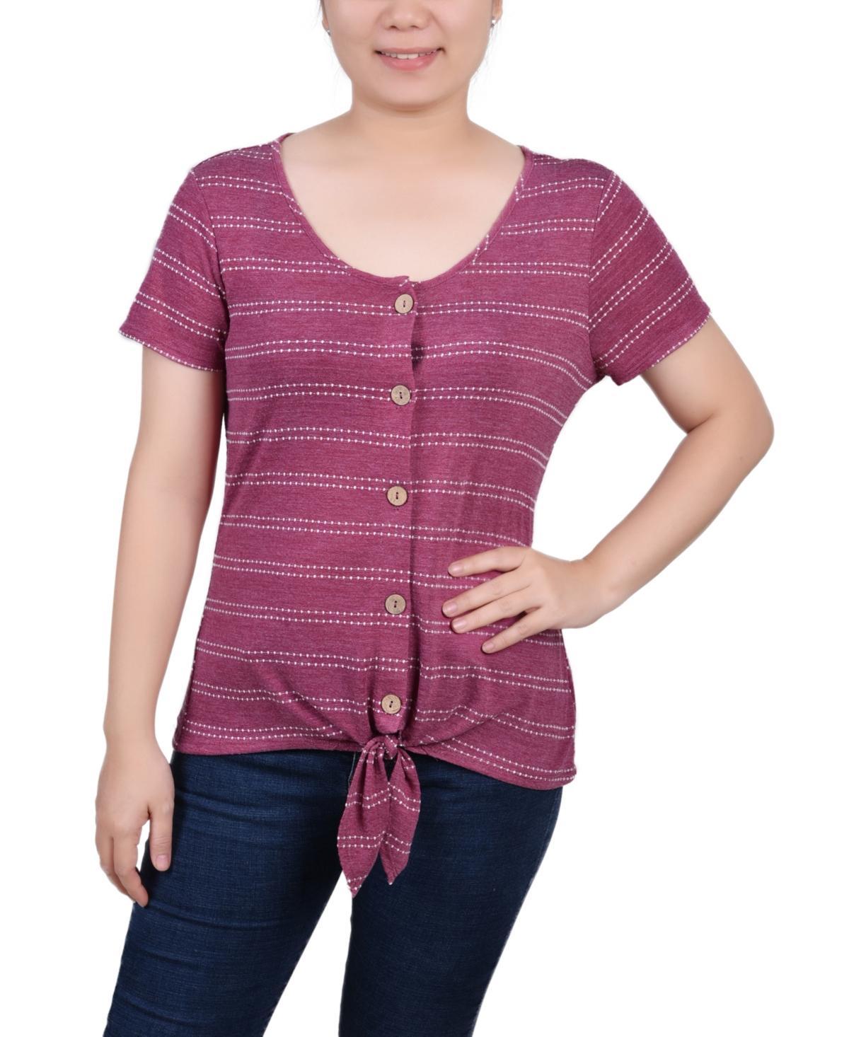 Women's Short Sleeve Tie Front Top Product Image