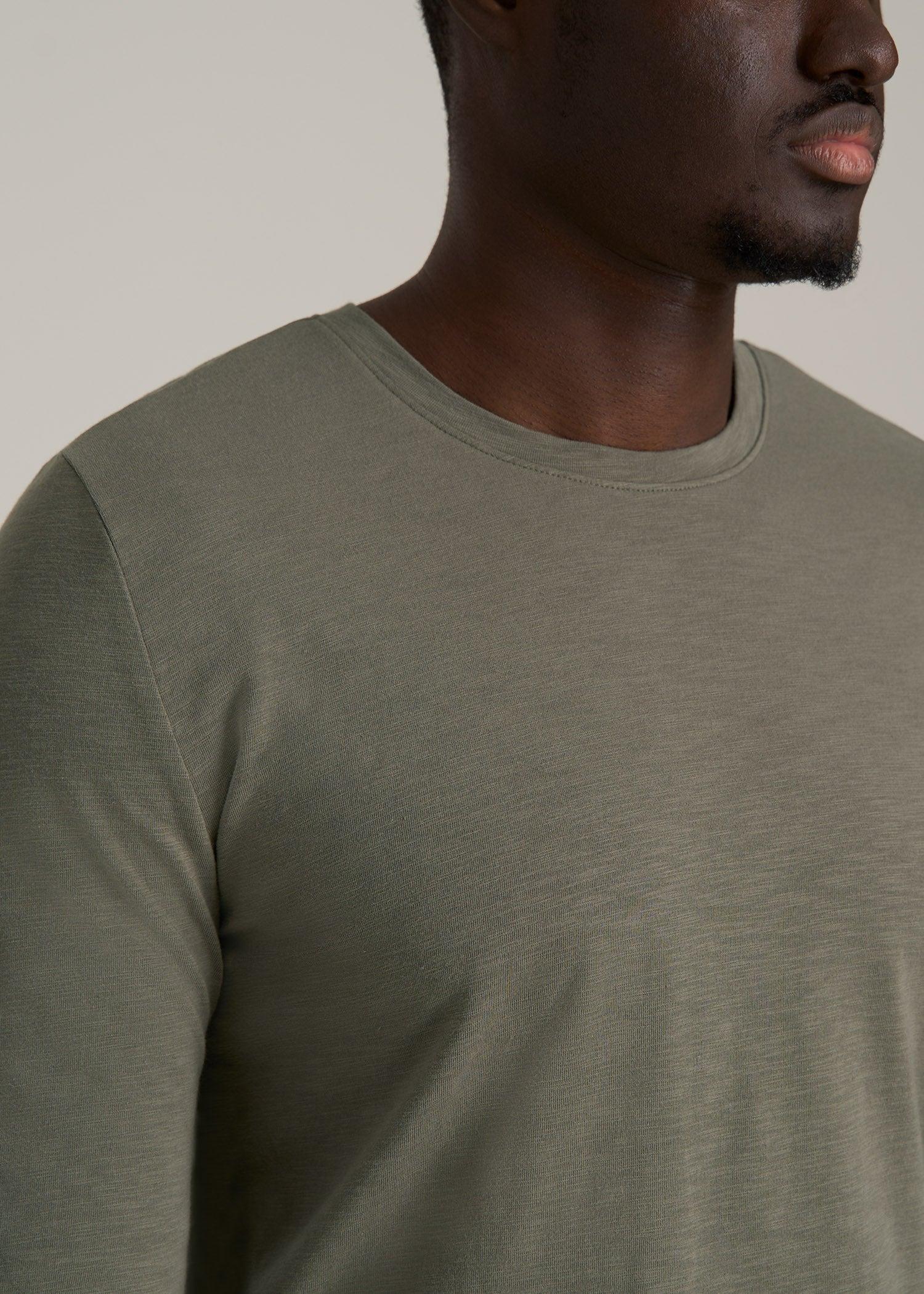 Slub Long Sleeve Scoop Tall Men's Tee in Camper Green Male Product Image