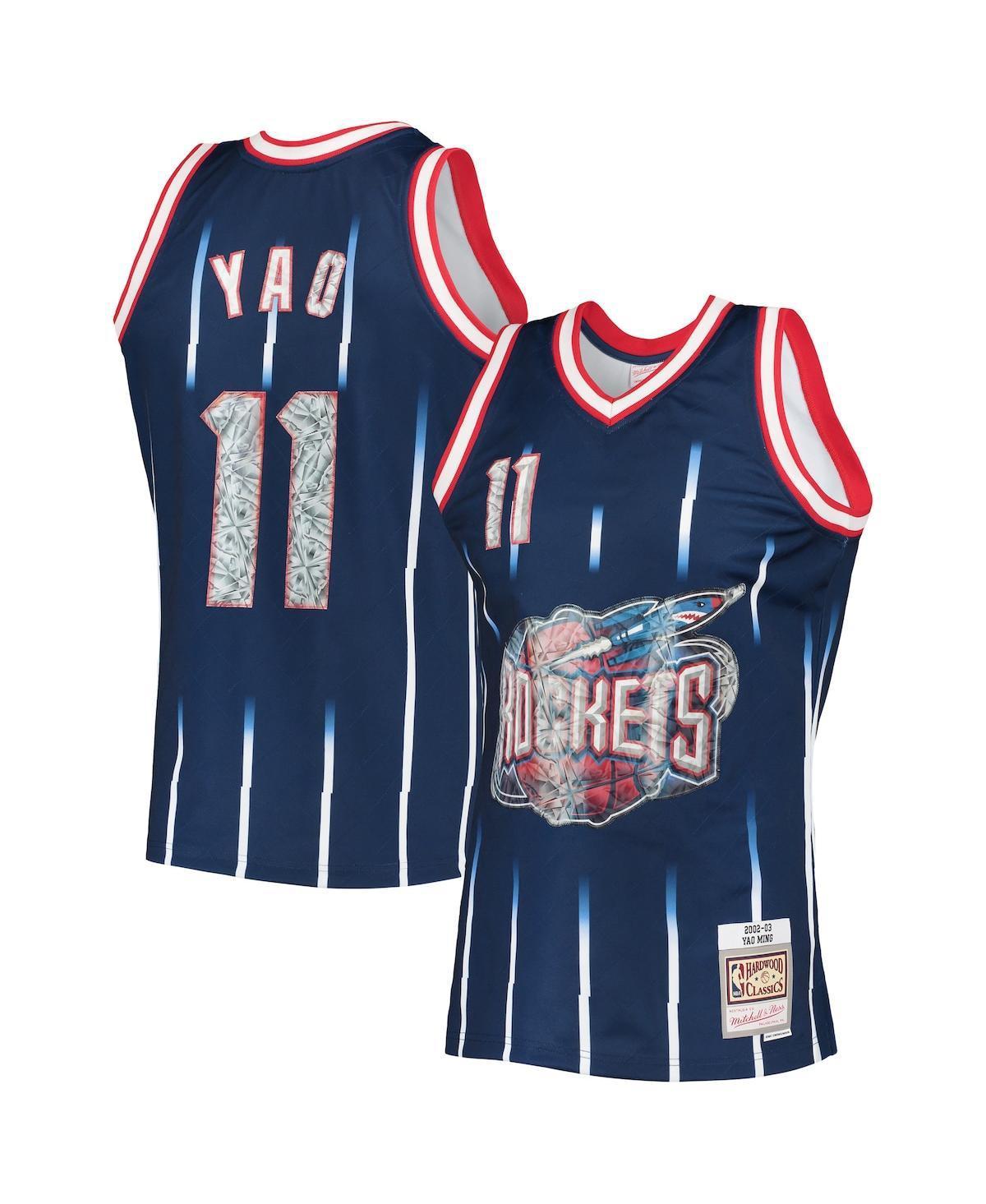 Mens Mitchell & Ness Yao Ming Navy Houston Rockets 2002-03 Hardwood Classics 75th Anniversary Diamond Swingman Jersey - Navy Product Image