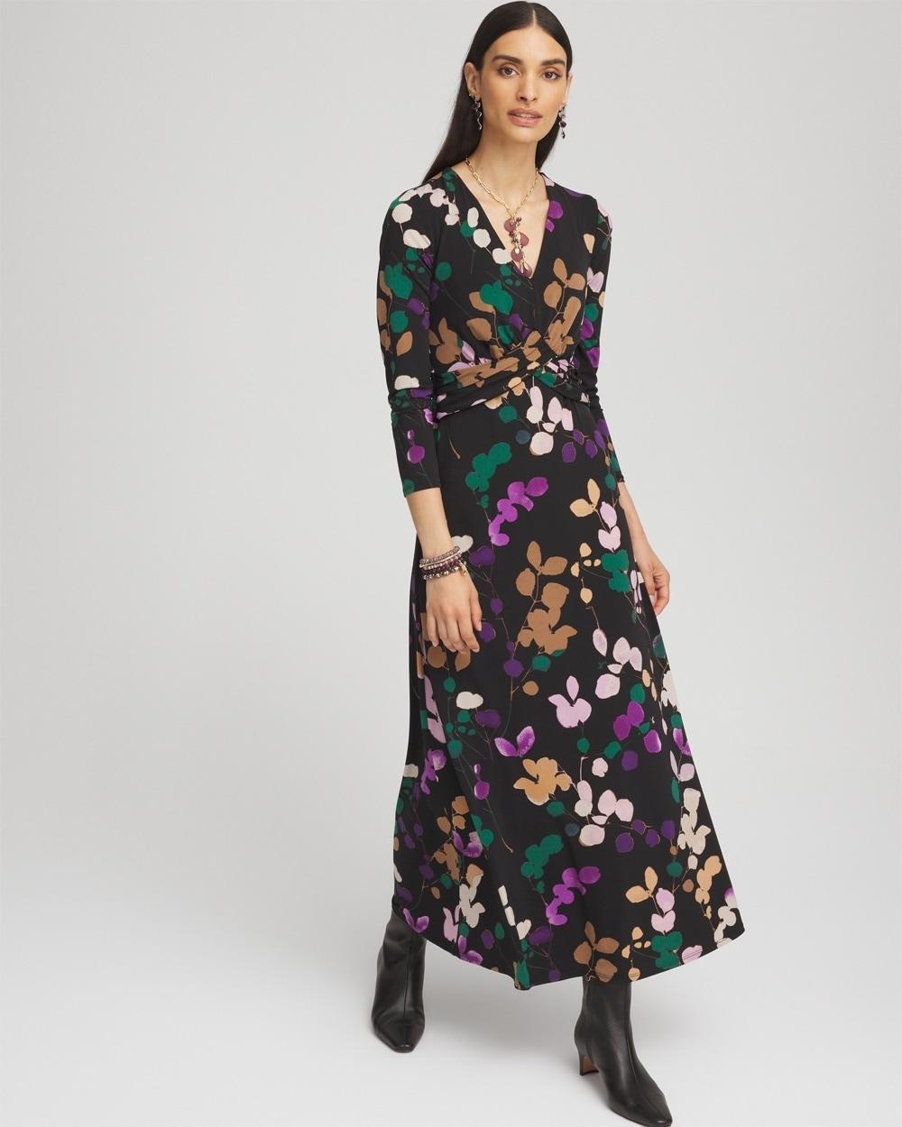 V-neck 3/4 Sleeve Floral Maxi Dress Product Image