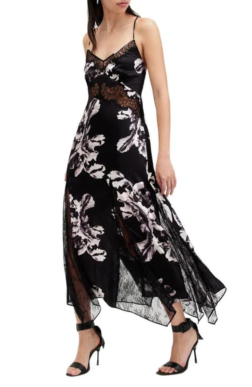 Jasmine Maxi Slip Dress In Monica Black Product Image