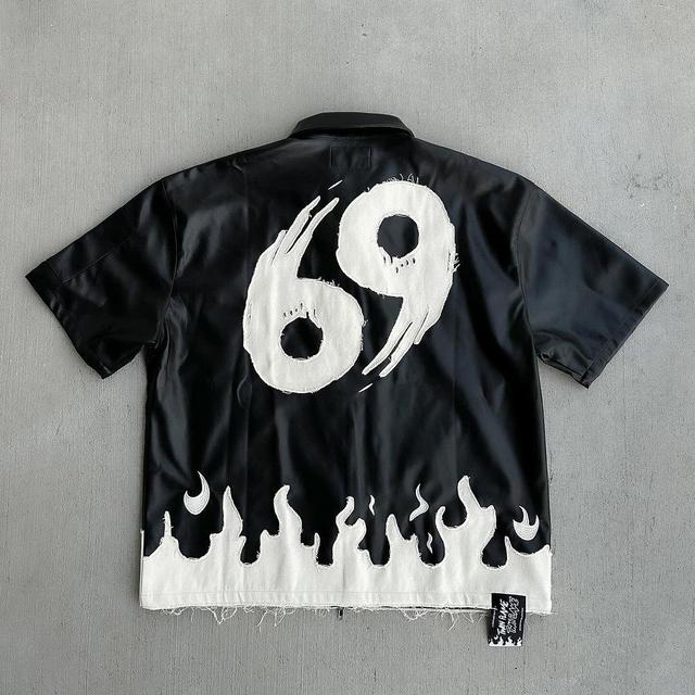 Men's Casual Taiji Flame Graphic Print Shirt Product Image