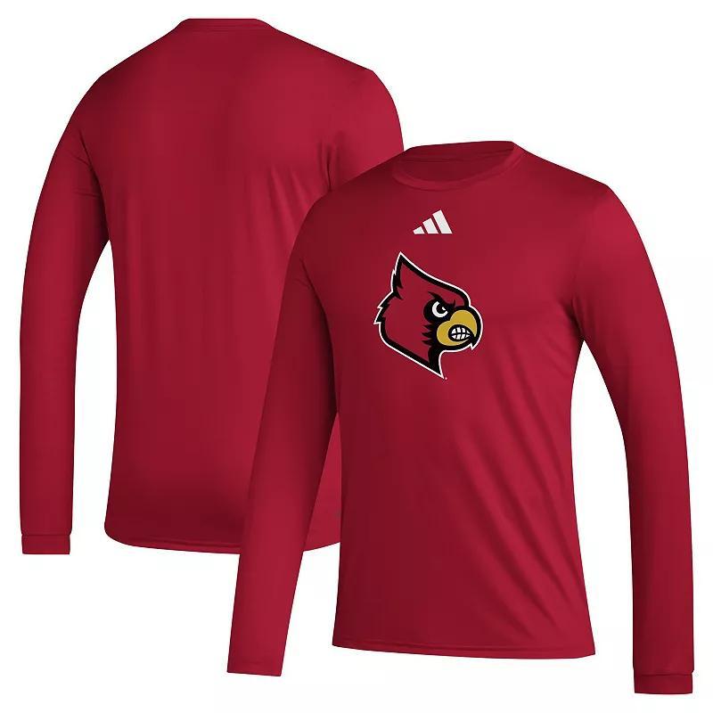 Mens adidas Louisville Cardinals Primary Locker Logo Pre-Game Long Sleeve T-Shirt Product Image