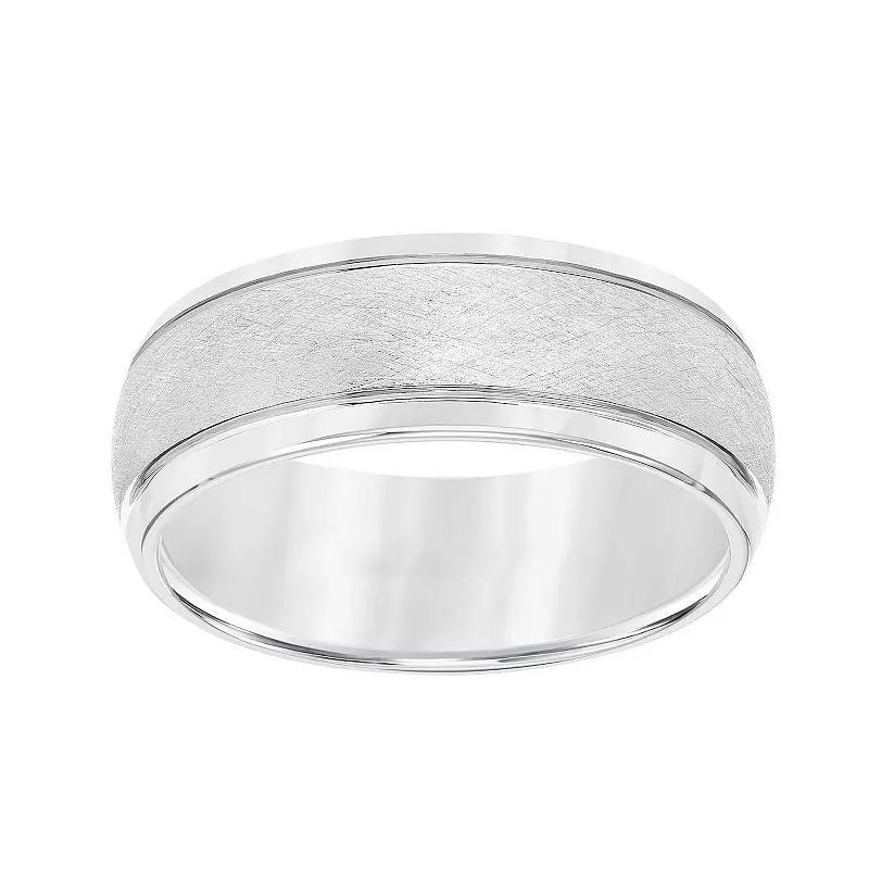 AXL Gray Tungsten Carbide 8 mm Low Dome Comfort Fit Mens Band White Tungsten Product Image