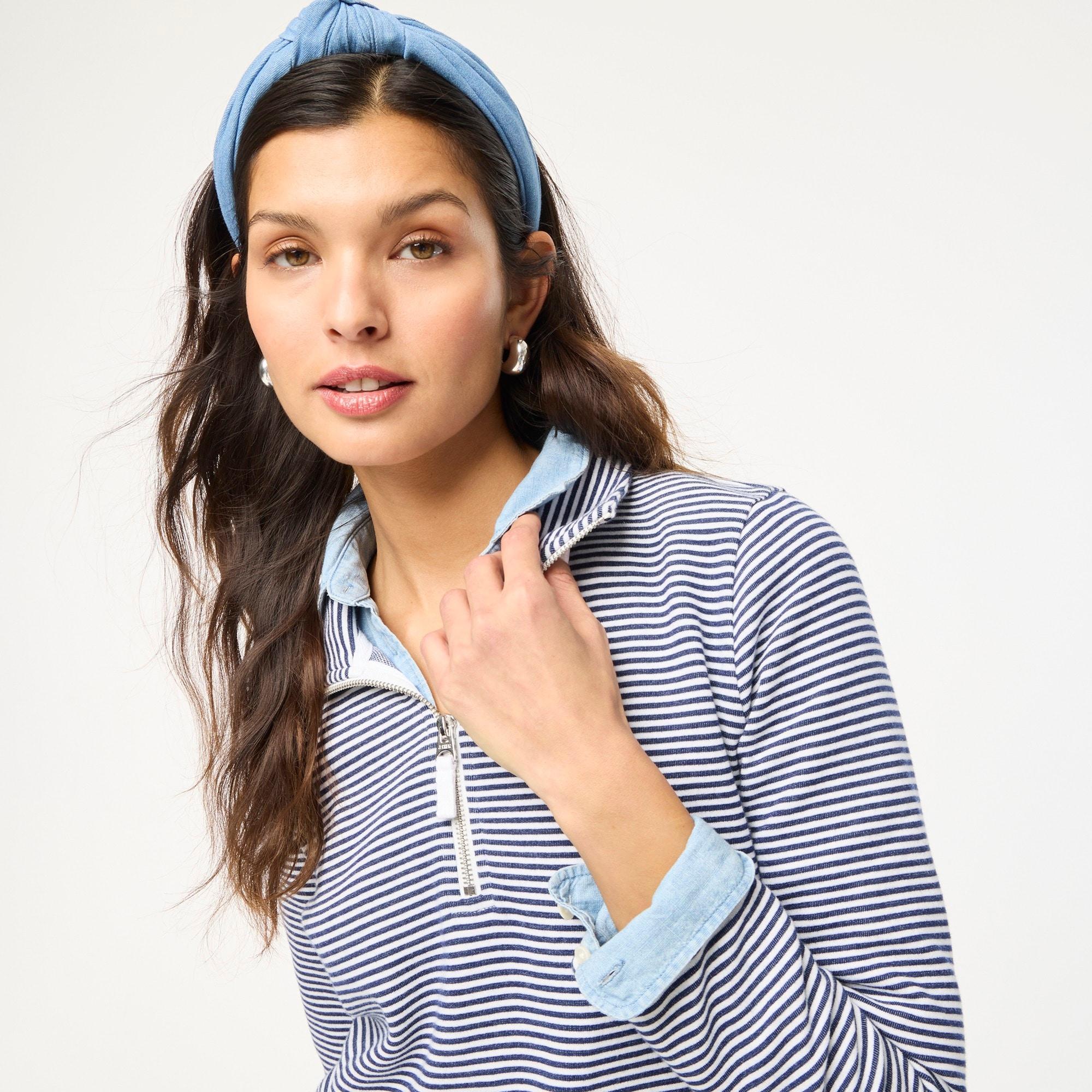 Striped terry half-zip pullover Product Image